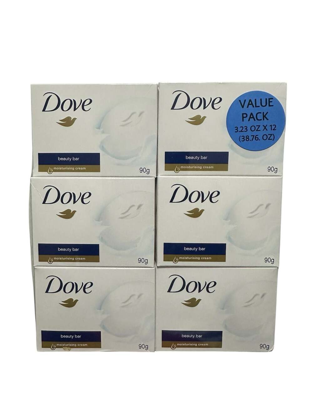 Dove Beauty Bar White with 1/4 Moisturising Cream 90g 12-Pack Value Pack